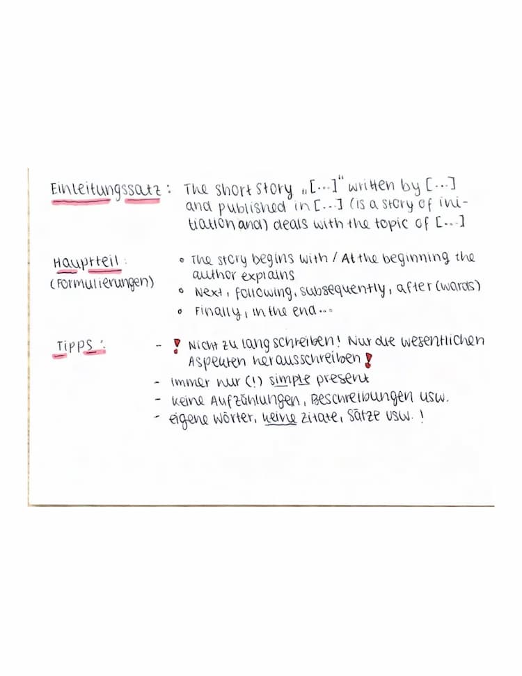 Know Summary, Analysis, Interpretation und Characterization schreiben  thumbnail
