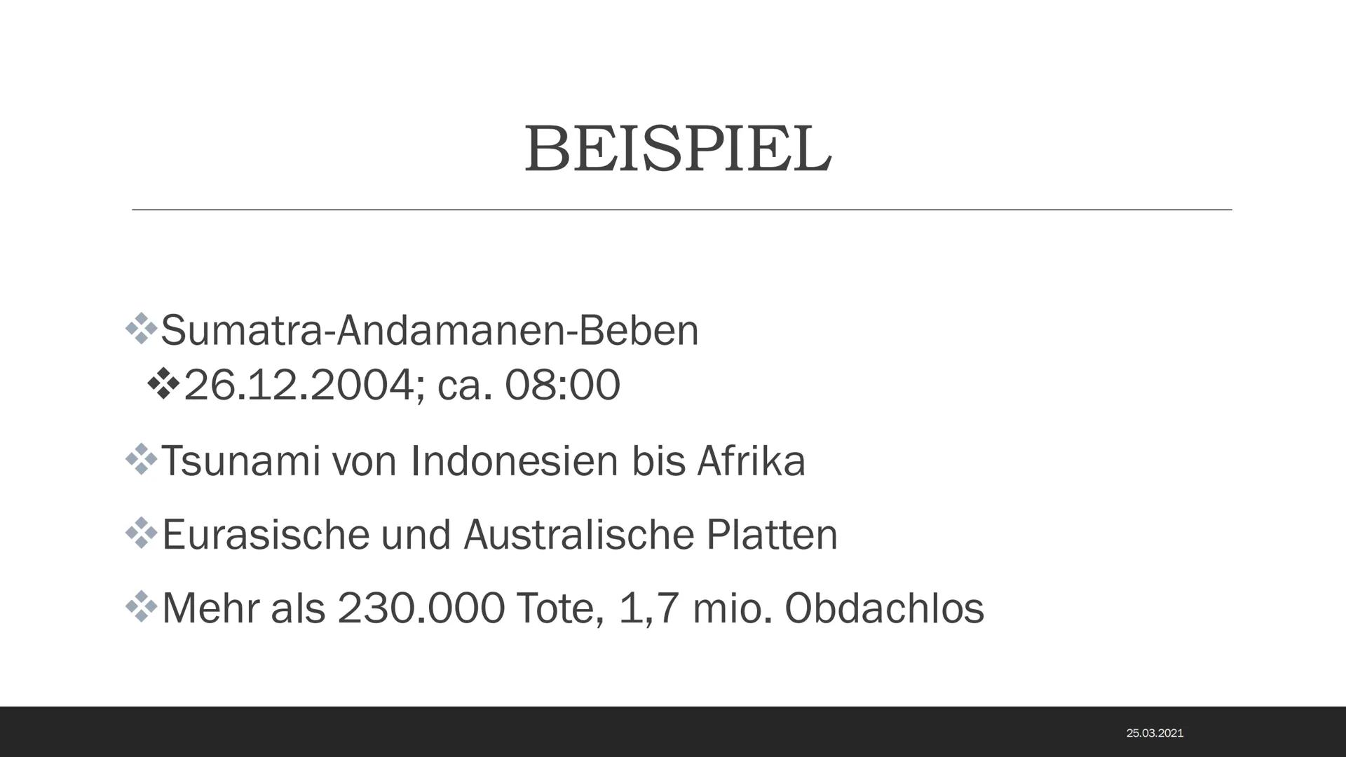 CHEUTS
TELEP
TTTT1
EEEE
TSUNAMIS
Eine Präsentation von
Ilinca Michels
25.03.2021 INHALTSVERZEICHNIS
Was ist ein Tsunami?
Entstehung
Ursachen