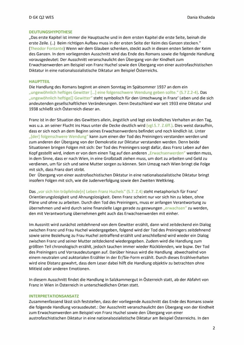 D GK Q2 WES
Robert Seethaler - Der Trafikant Analyse S.7-16
Dania Khudeda
EINLEITUNG
Robert Seethalers Roman ,,Der Trafikant" wurde 2012 ver