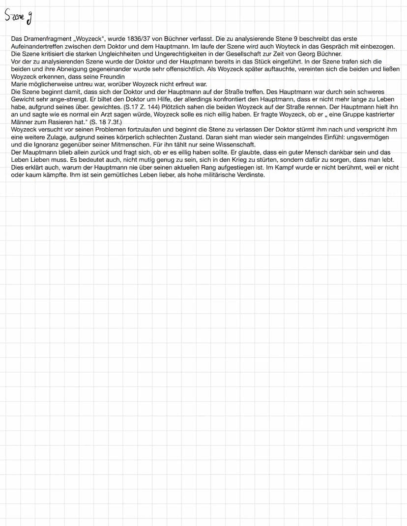 Szene 3
Georg Büchners Dramenfragment ,,Woyzeck" ist eine Tragödie und ein offenes Drama, welches 1836 geschrieben wurde und 1879
veröffentl