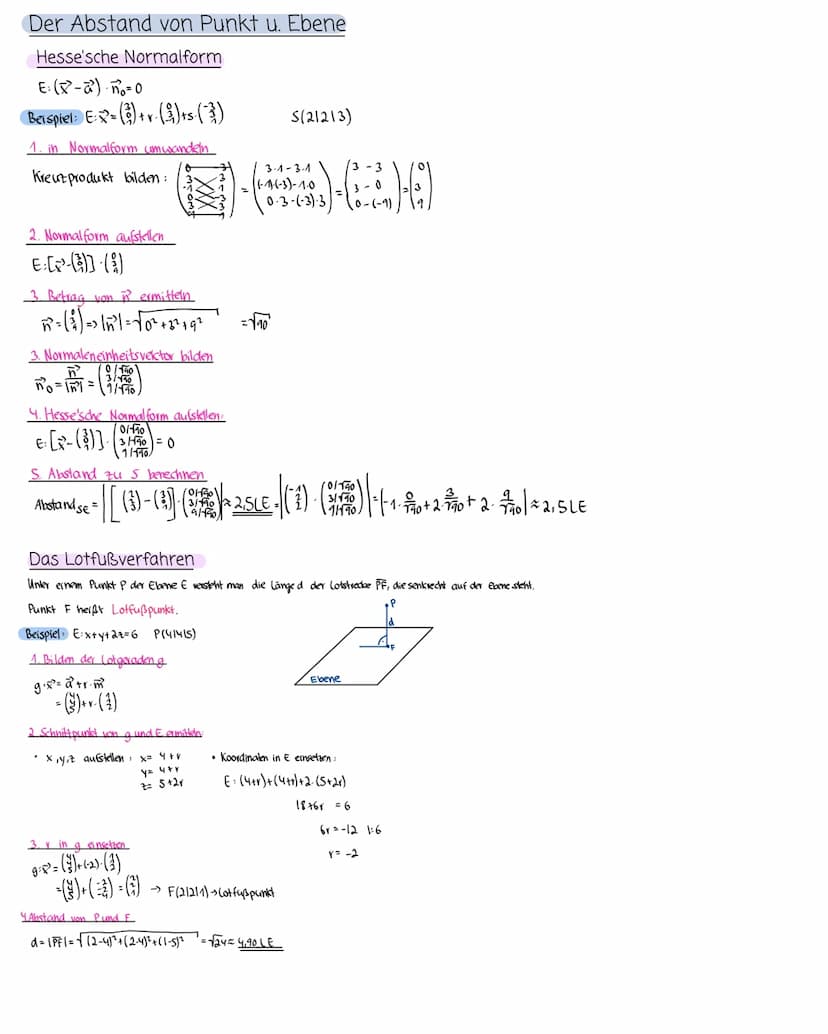 Q3
Ebenengleichungen
Parametergleichung
ER=2+r+sv
L> in Normalengleichung umwandeln
Beispiel E:-()+()+ (5)
1. Bilden des Kreuzprodukter:
()X