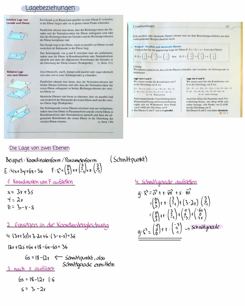 Q3
Ebenengleichungen
Parametergleichung
ER=2+r+sv
L> in Normalengleichung umwandeln
Beispiel E:-()+()+ (5)
1. Bilden des Kreuzprodukter:
()X