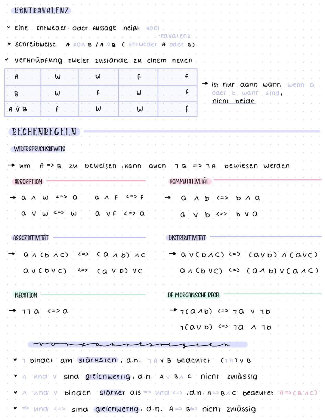 MATHE NOTES
S Aussagenlogik
DEFINITION Eine Aussage ist ein satz, der eindeutig richtig oder faison ist.
→ Eine Aussage A ist die Beschreibu