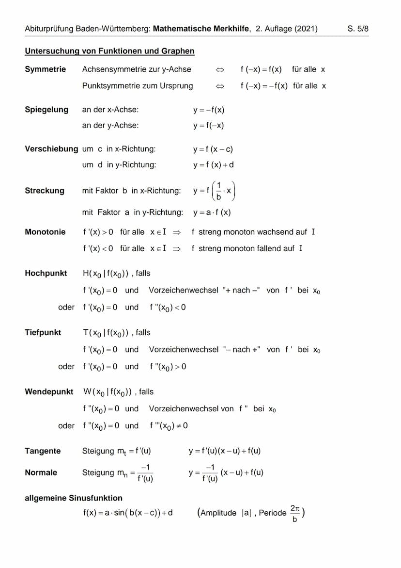 Abiturprüfung Baden-Württemberg: Mathematische Merkhilfe, 2. Auflage (2021)
Ebene Figuren
Dreieck
Dreieck
A
gleichschenkliges
gleichseitiges