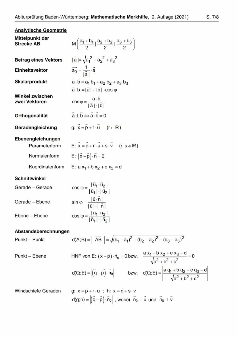 Abiturprüfung Baden-Württemberg: Mathematische Merkhilfe, 2. Auflage (2021)
Ebene Figuren
Dreieck
Dreieck
A
gleichschenkliges
gleichseitiges