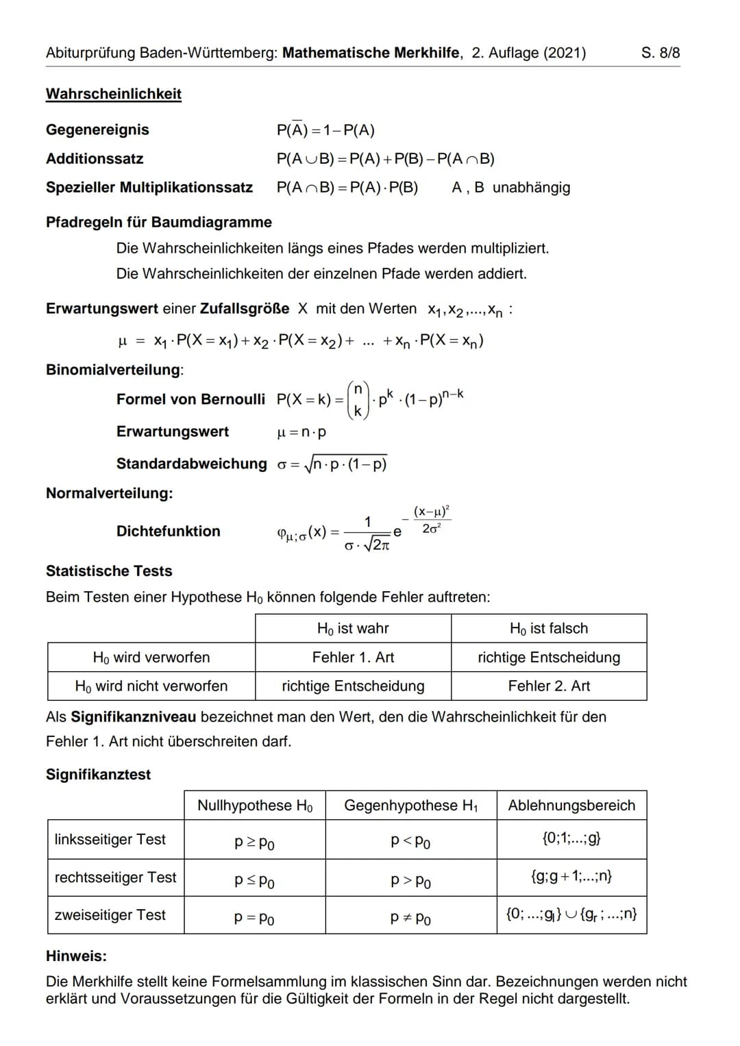 Abiturprüfung Baden-Württemberg: Mathematische Merkhilfe, 2. Auflage (2021)
Ebene Figuren
Dreieck
Dreieck
A
gleichschenkliges
gleichseitiges