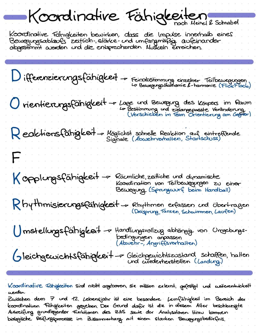Koordinative Fähigkeiten Schnabel
&
Koordinative Fähigkeiten bewirken, dass die Impulse innerhalb eines
Bewegungsablauts zeitlich-, stärke- 