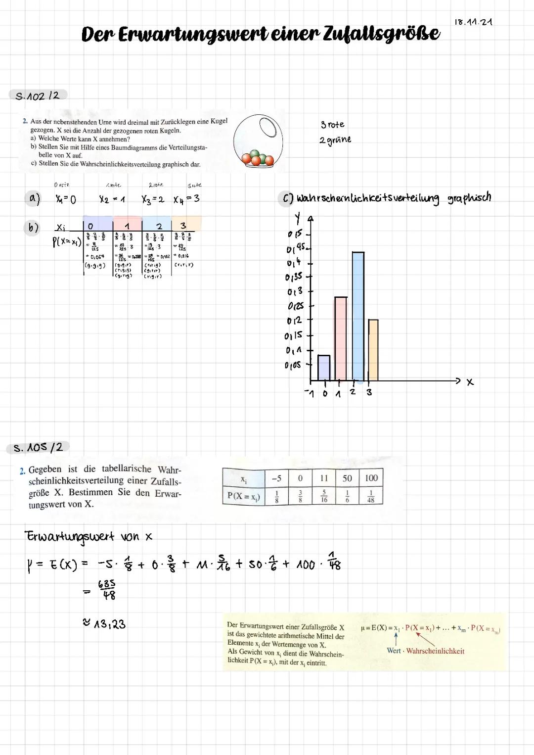 Erwartungswert und Standardabweichung: Formeln und Aufgaben | Wahrscheinlichkeitsrechnung & Baumdiagramm Übungen