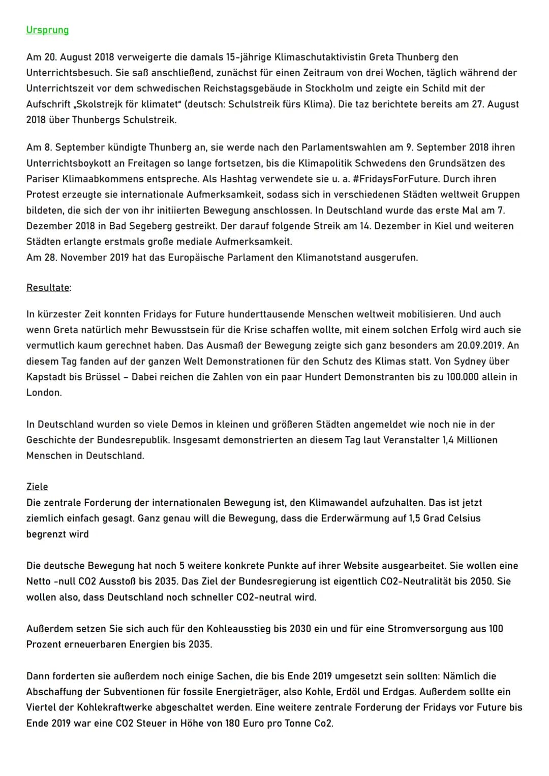 FOR
KLIMATET
Fridays For Future
Ursprung, Ziele, Resultate Kurzbiografie Greta Thunberg
Greta Thunberg wurde am 3. Januar 2003 in Stockholm 