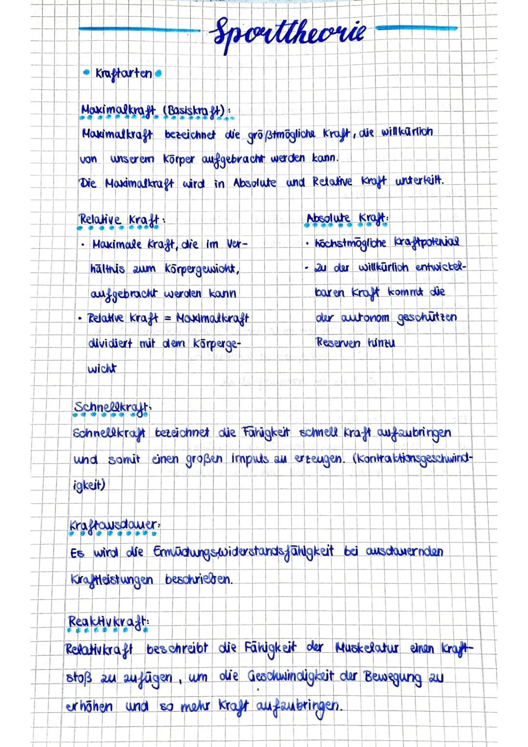 Sporttheorie
Kraftarten
Maximalkraft (Basiskraft):
Maximalkraft bezeichnet die größtmögliche Kraft, die willkürlich
von unserem Körper aufge