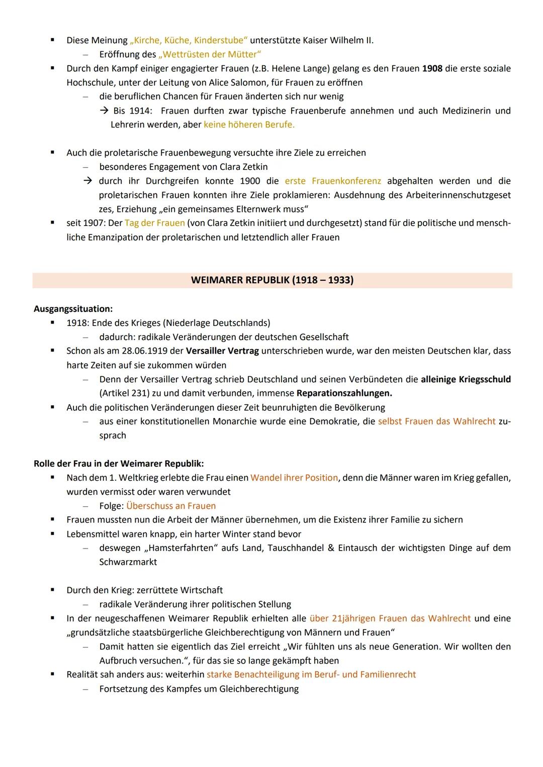# FRAUENROLLE

## KAISERREICH (1871-1914)

Ausgangssituation:

*   1871 war es dem Reichskanzler Bismarck gelungen im Spiegelsaal zu Versail