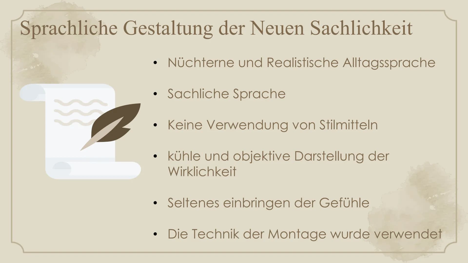 +
+
Neue
Sachlichkeit
Helin
10D Gliederung
01. Historischer Kontext
02.
Worum ging es in der
Neuen Sachlichkeit?
03. Protagonisten
04.
Darst