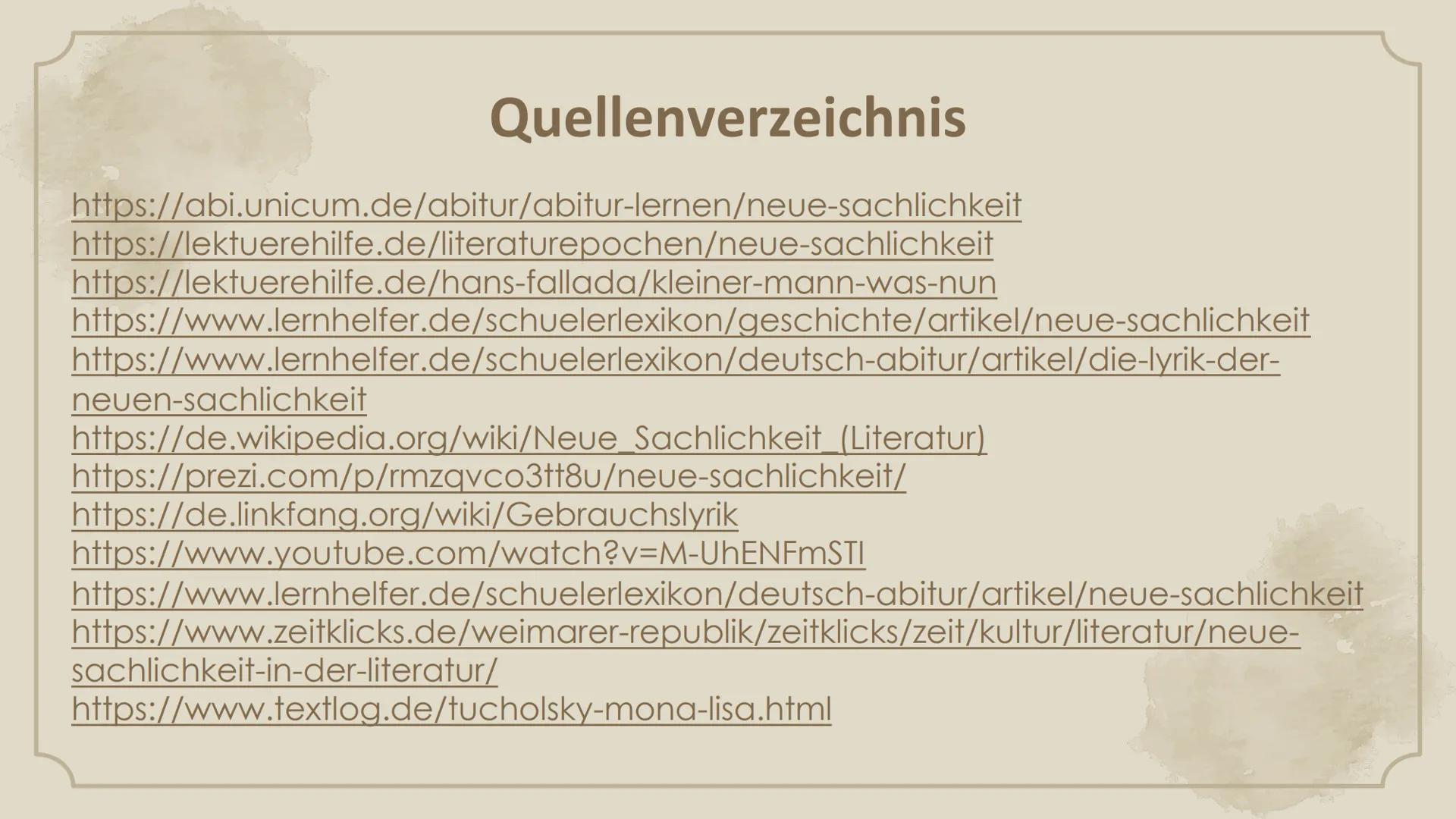 +
+
Neue
Sachlichkeit
Helin
10D Gliederung
01. Historischer Kontext
02.
Worum ging es in der
Neuen Sachlichkeit?
03. Protagonisten
04.
Darst