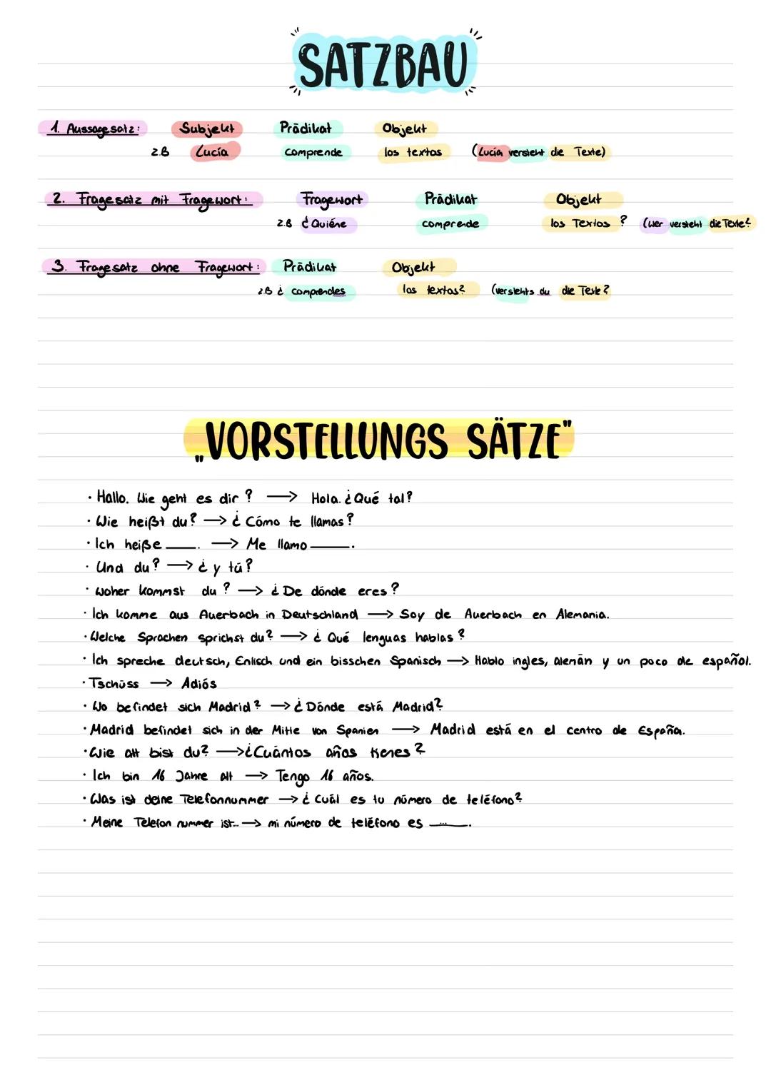 PERSONALPRONOMEN
ich
yo
du tú
er/sie : él/ella
wir : nosotros/as
ihr : vosotros/as
Sie ellos/ellas
os bei männlich
as bei weiblich
/wenn 2.6