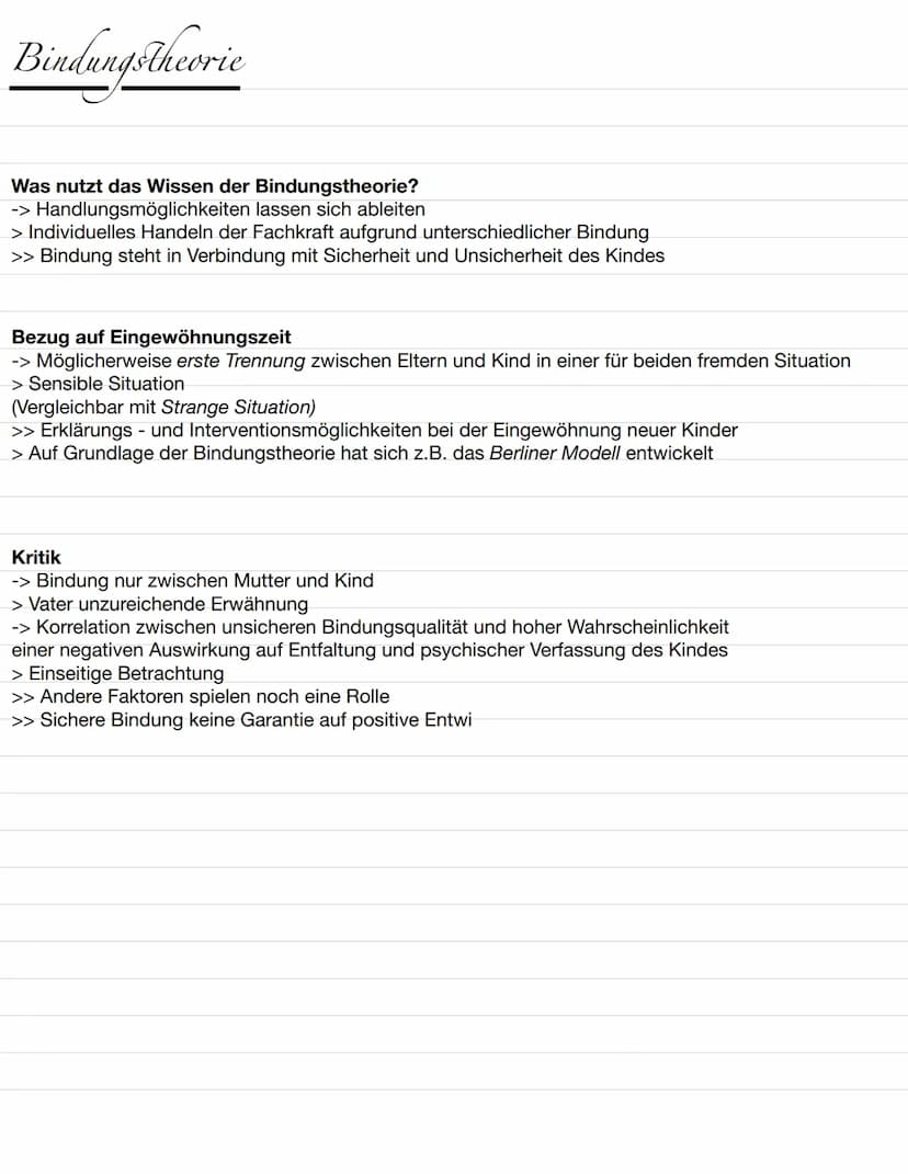 Bindungstheorie
Nach Bowlby, Roberston und Ainsworth
Umfassendes Konzept der Entwicklung der Persöhnlichkeit
Was besagt die Bindungstheorie?