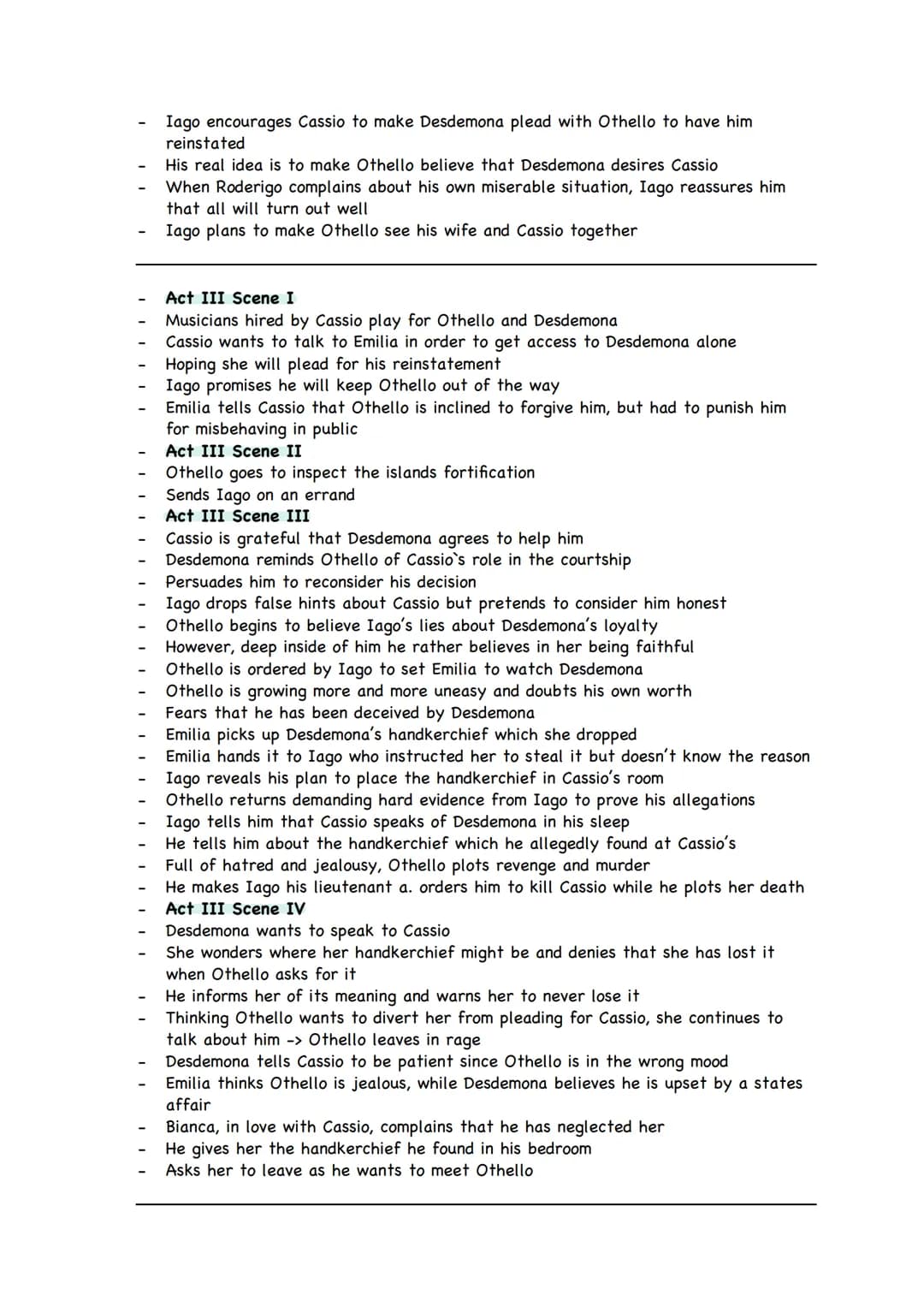 -
William Shakespeare: Othello - Q3
Summary:
Act I Scene I
At night, Iago complains about not having got the promotion to lieutenant
He expe