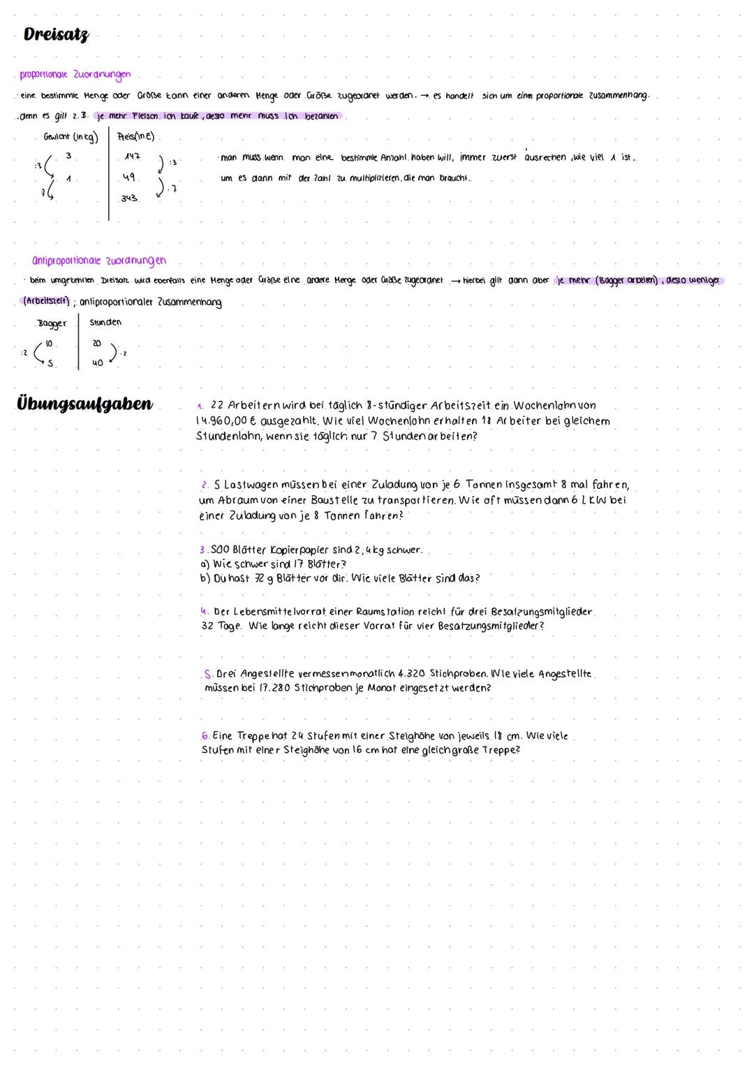 # Dreisats

proportionale Zuordnungen

eine bestimmle Henge oder Große tann einer anderen Henge oder Größe zugeordnet werden. es handelt sic