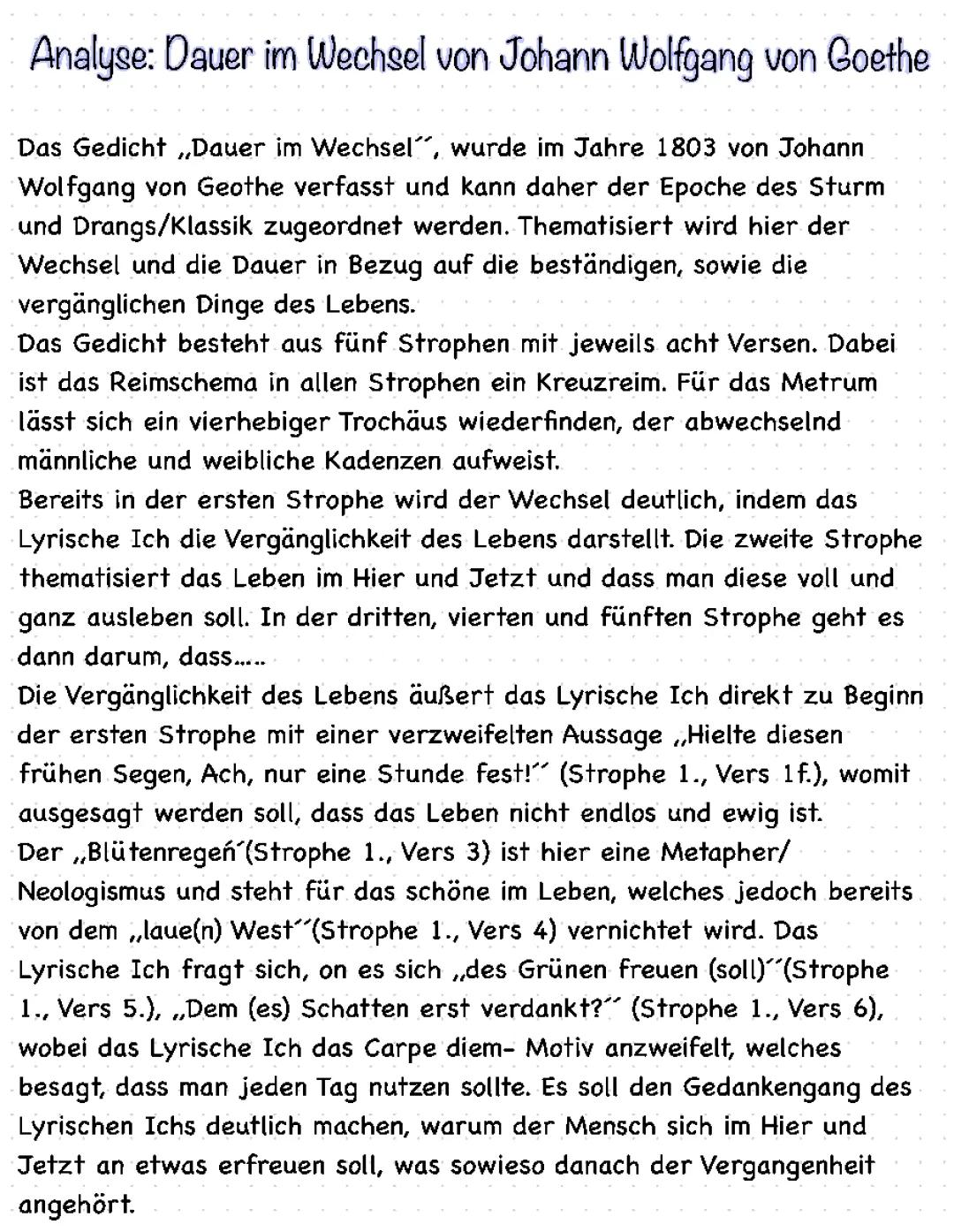 Gedicht: Dauer im Wechsel von Goethe 