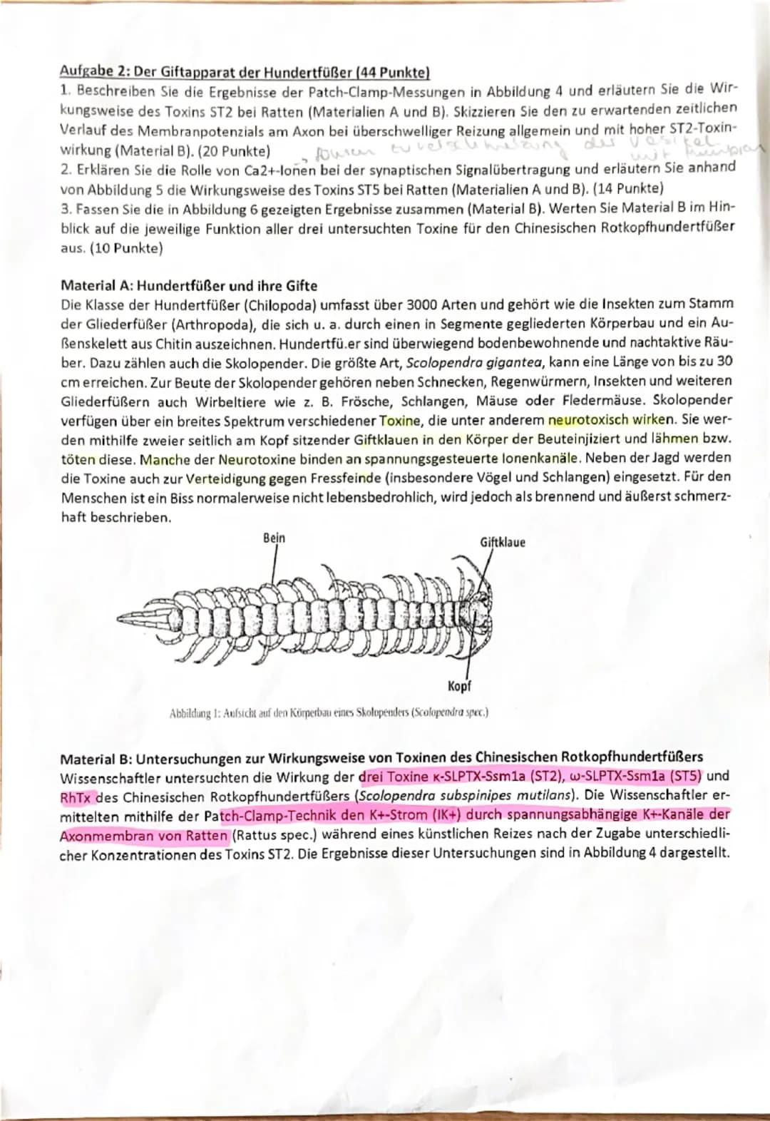 Q2 Biologie
2. Klausur
на
135 Minuten !
Nachschreibtermin
chun elek!
Aufgabe 1: Übertragung von Informationen (22 Punkte)
1.Stellen Sie die 