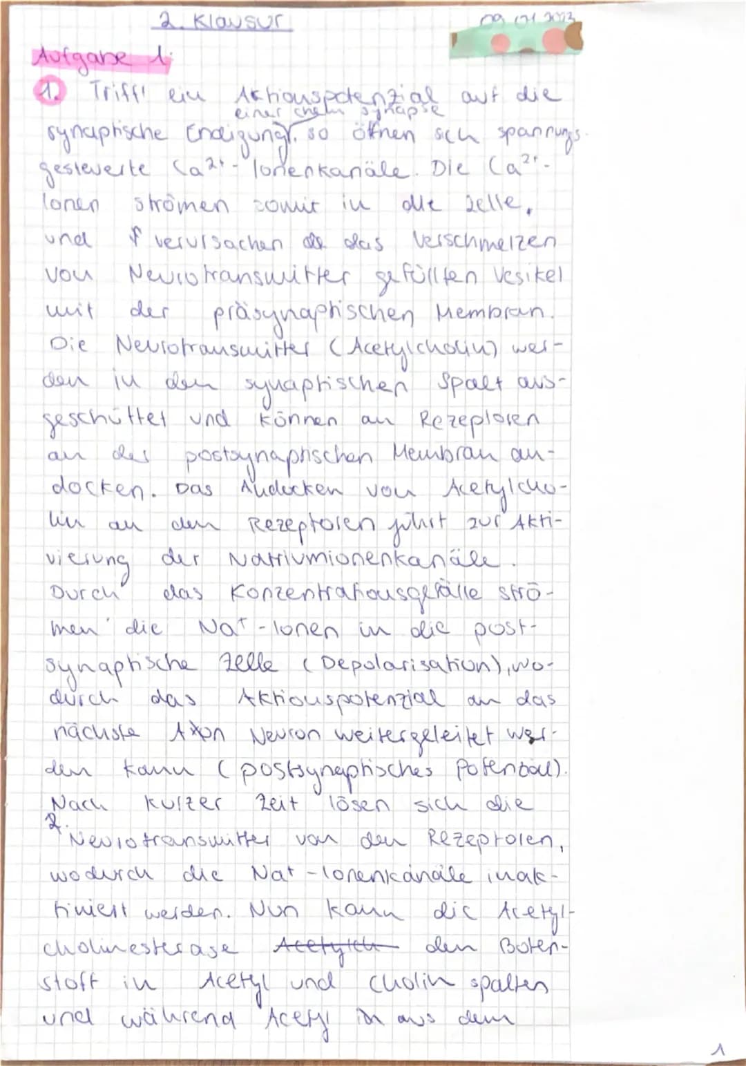 Q2 Biologie
2. Klausur
на
135 Minuten !
Nachschreibtermin
chun elek!
Aufgabe 1: Übertragung von Informationen (22 Punkte)
1.Stellen Sie die 