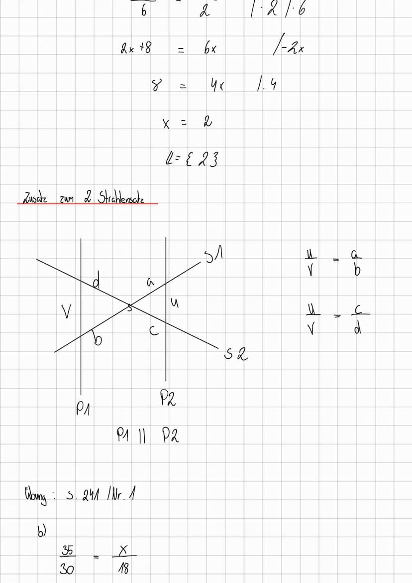 1. Strahlenstütze
1. Strahlensatz
SX
a
с
d
Parallele 1
strah 1
Strahl 2
Parallele 2
P₁ 11 P2
↑
parallel
1. Strahlensatz in
ath
c+d
a+b
G
مـى