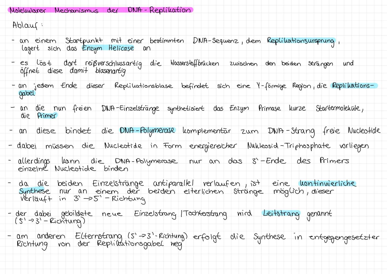 Molekularer Mechanismus der DNA - Replikation

Ablauf:

- an einem Startpunkt mit einer bestimmten DNA-Sequenz, dem Replikationsursprung,
la