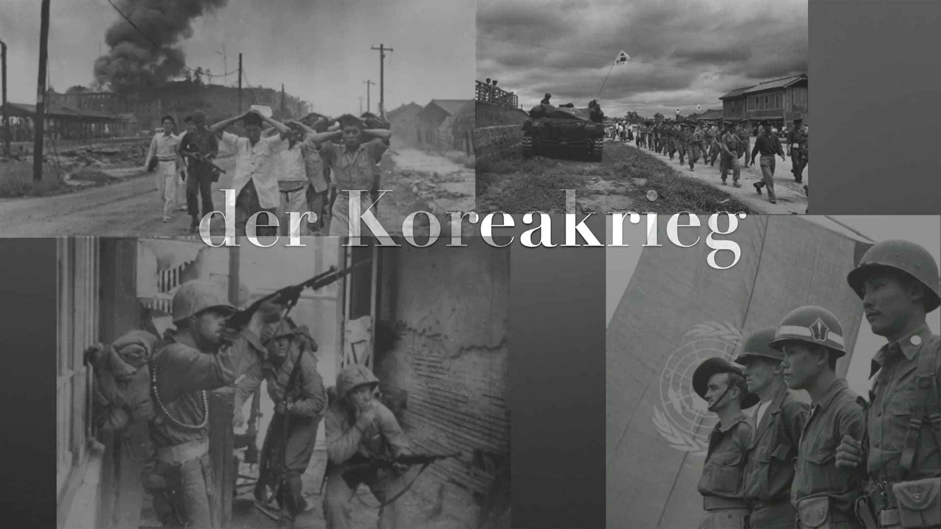 THE
der Koreakrieg Allgemeines
Ursachen
Verlauf
Ergebnis
Folgen
Inhalt ●
●
●
●
militärischer Konflikt
fand von 1950-1953 statt
Allgemeines
N