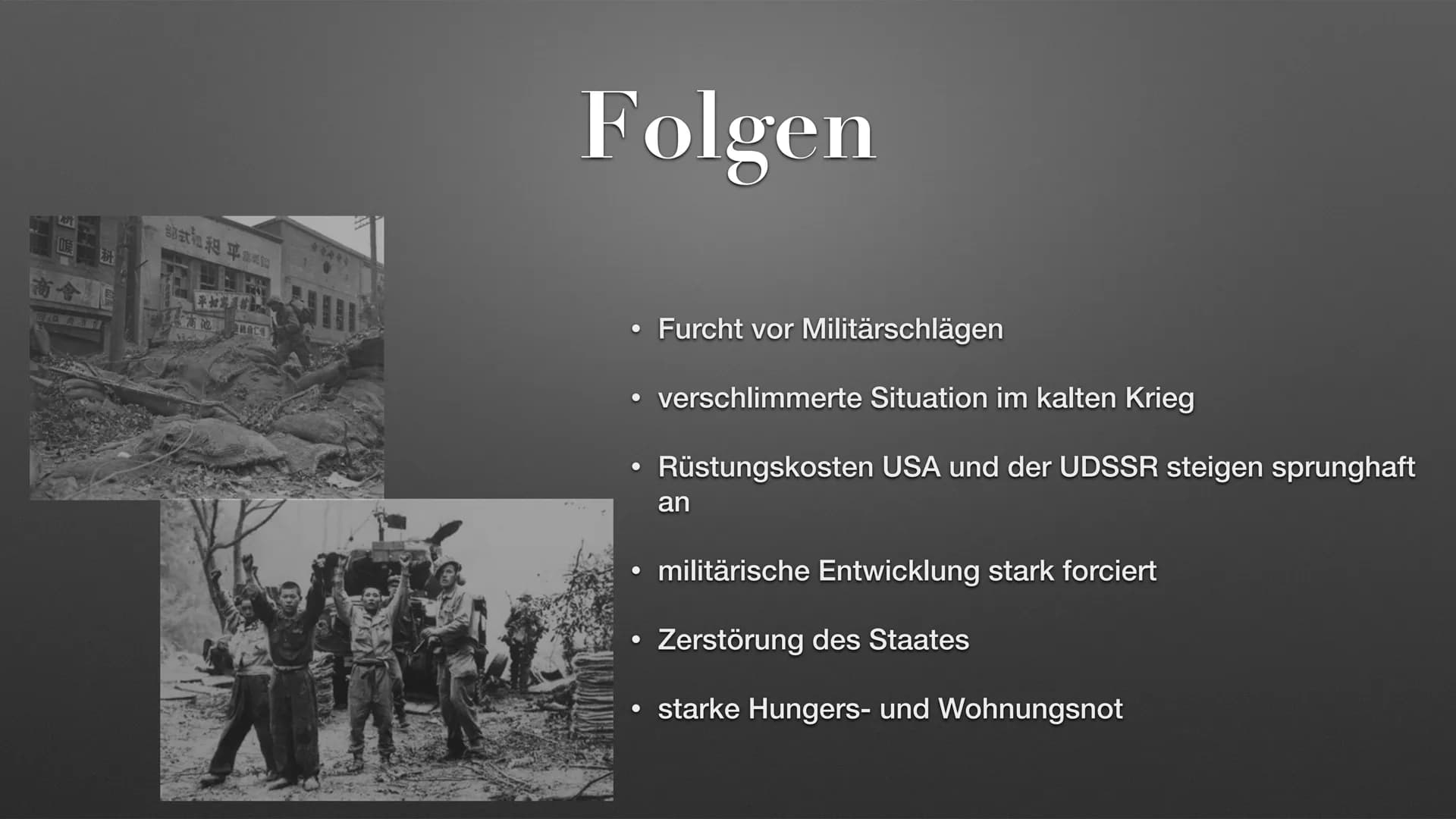 THE
der Koreakrieg Allgemeines
Ursachen
Verlauf
Ergebnis
Folgen
Inhalt ●
●
●
●
militärischer Konflikt
fand von 1950-1953 statt
Allgemeines
N