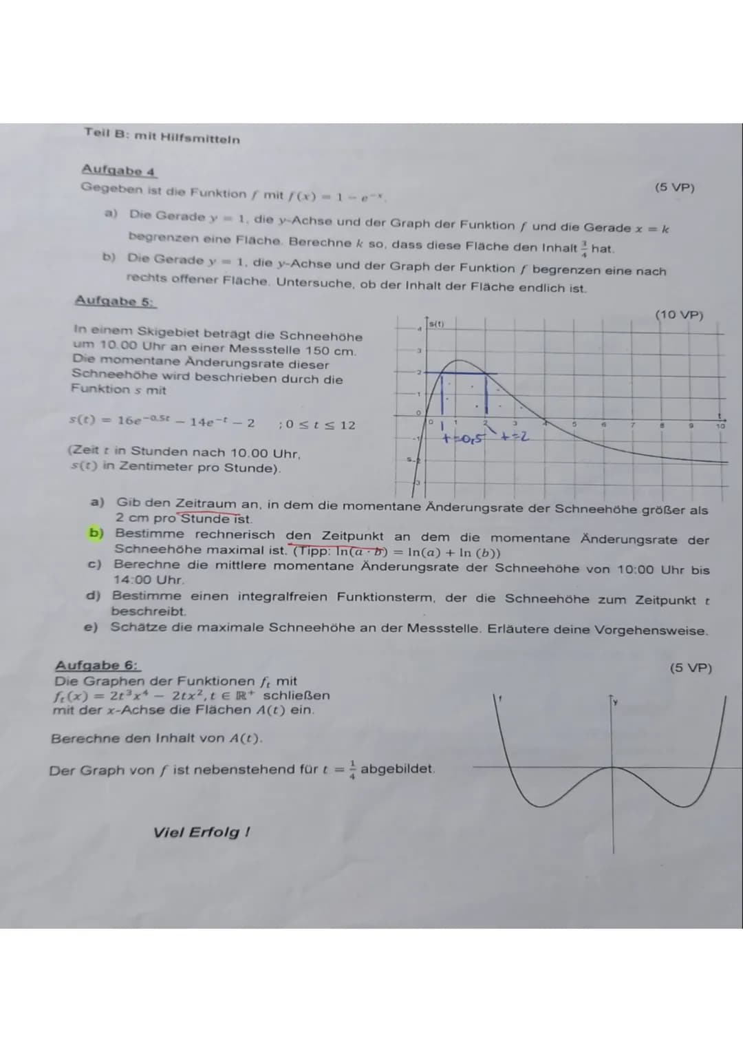 Teil A ohne Hilfsmittel
IGSFACH
3
/30 VP
NP mdl.:
Aufgabe 2
Die Abbildung zeigt den Graphen einer Funktion f.
F ist eine Stammfunktion, f' i