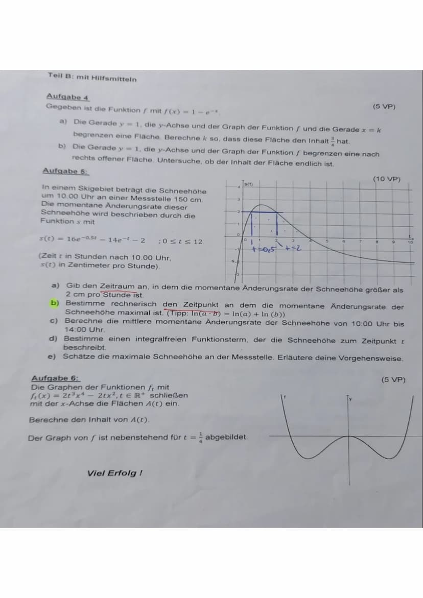 Teil A ohne Hilfsmittel
IGSFACH
3
/30 VP
NP mdl.:
Aufgabe 2
Die Abbildung zeigt den Graphen einer Funktion f.
F ist eine Stammfunktion, f' i