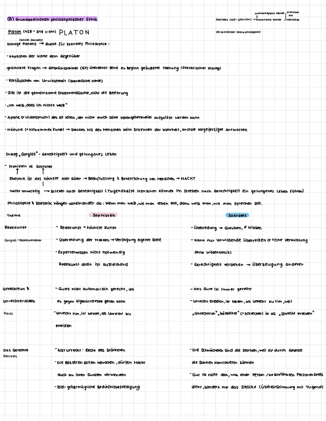 KLAUSUR 1-ETHIK
(A) Grundlagen der Ethik
- Philosophie ist die wissenschaftsdisziplin, in der versucht wird, die welt und menschliche Existe