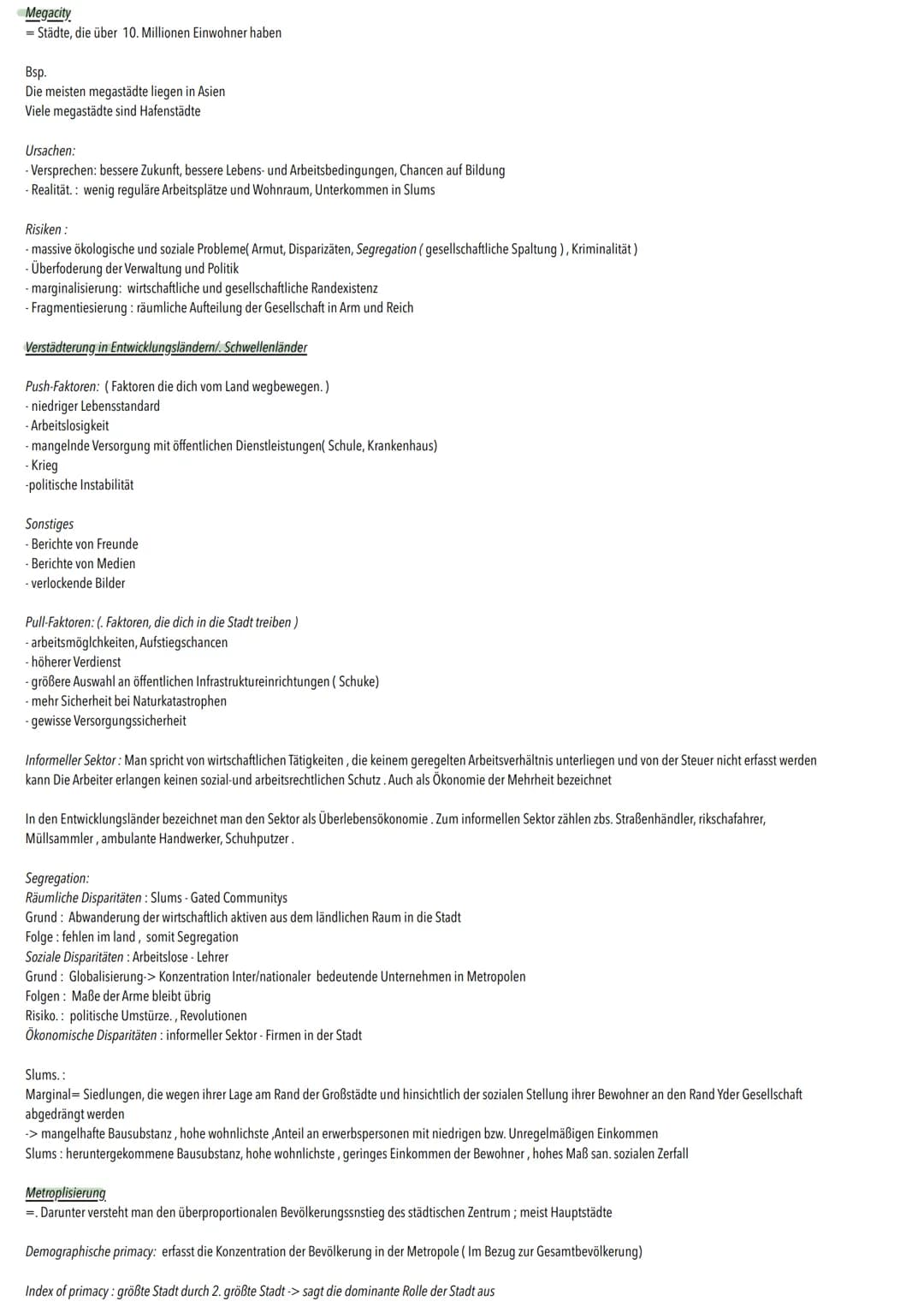 Verstädterung - Geographie Klasse 12. Zusammenfassung
Geographischer Stadtbegriff
Stadt: ist eine geschlossene Ortsform innerhalb Verwaltung