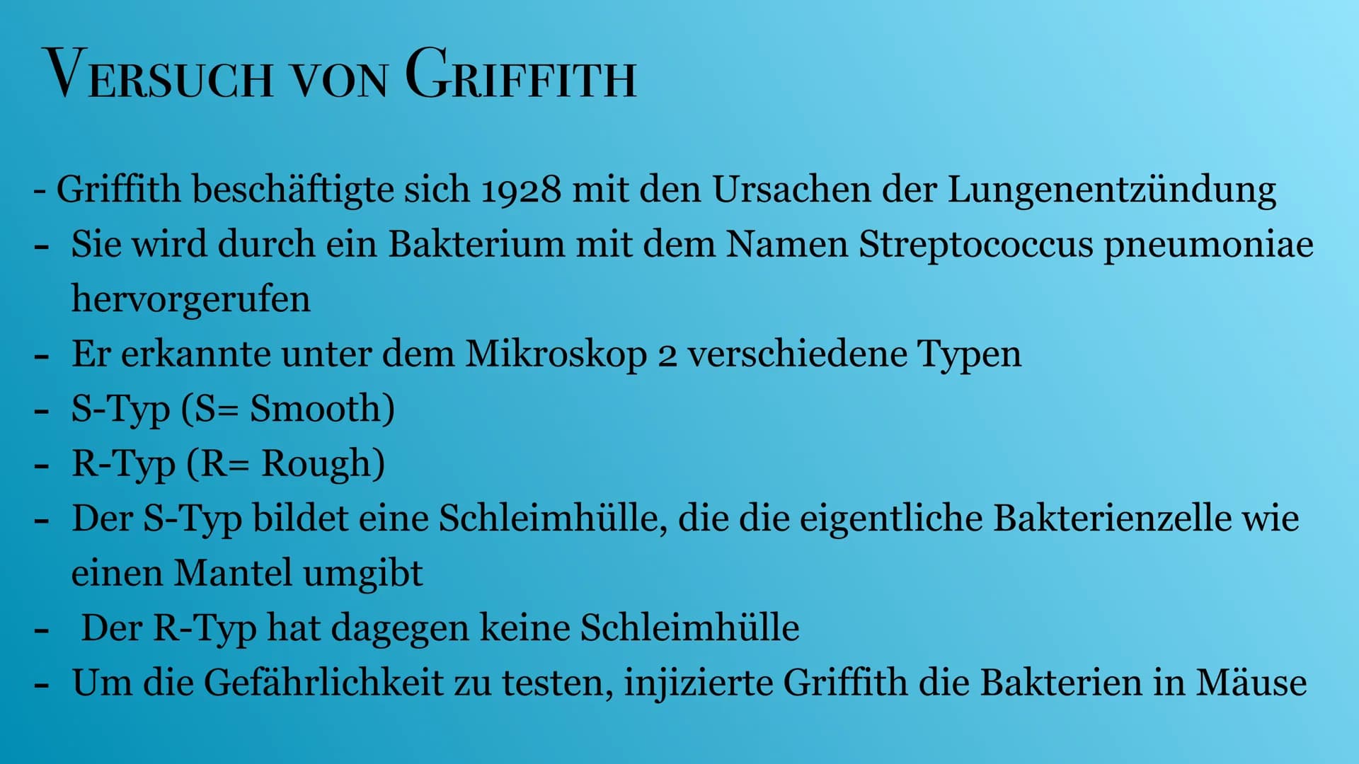 VERSUCHE VON AVERY & GRIFFITH
© Ra
VON: MELISA UND LINA INHALTSVERZEICHNIS:
Griffith & Avery
- Versuch von Griffith
· Auswertung
—
- Versuch