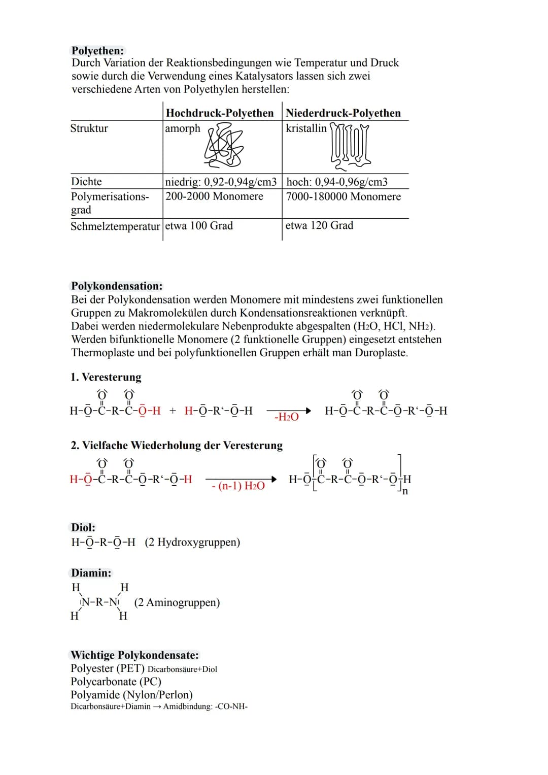 Kunststoffe
Als Kunststoffe bezeichnet man künstlich synthetisierte makromolekulare Verbindung.
Sie bestehen aus riesigen Molekülen (Makromo