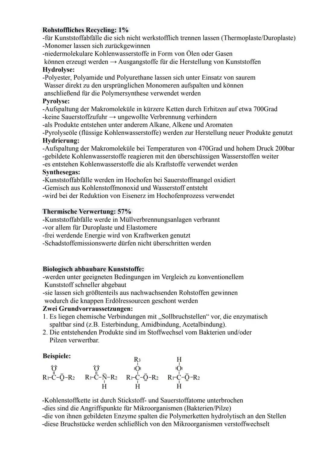 Kunststoffe
Als Kunststoffe bezeichnet man künstlich synthetisierte makromolekulare Verbindung.
Sie bestehen aus riesigen Molekülen (Makromo