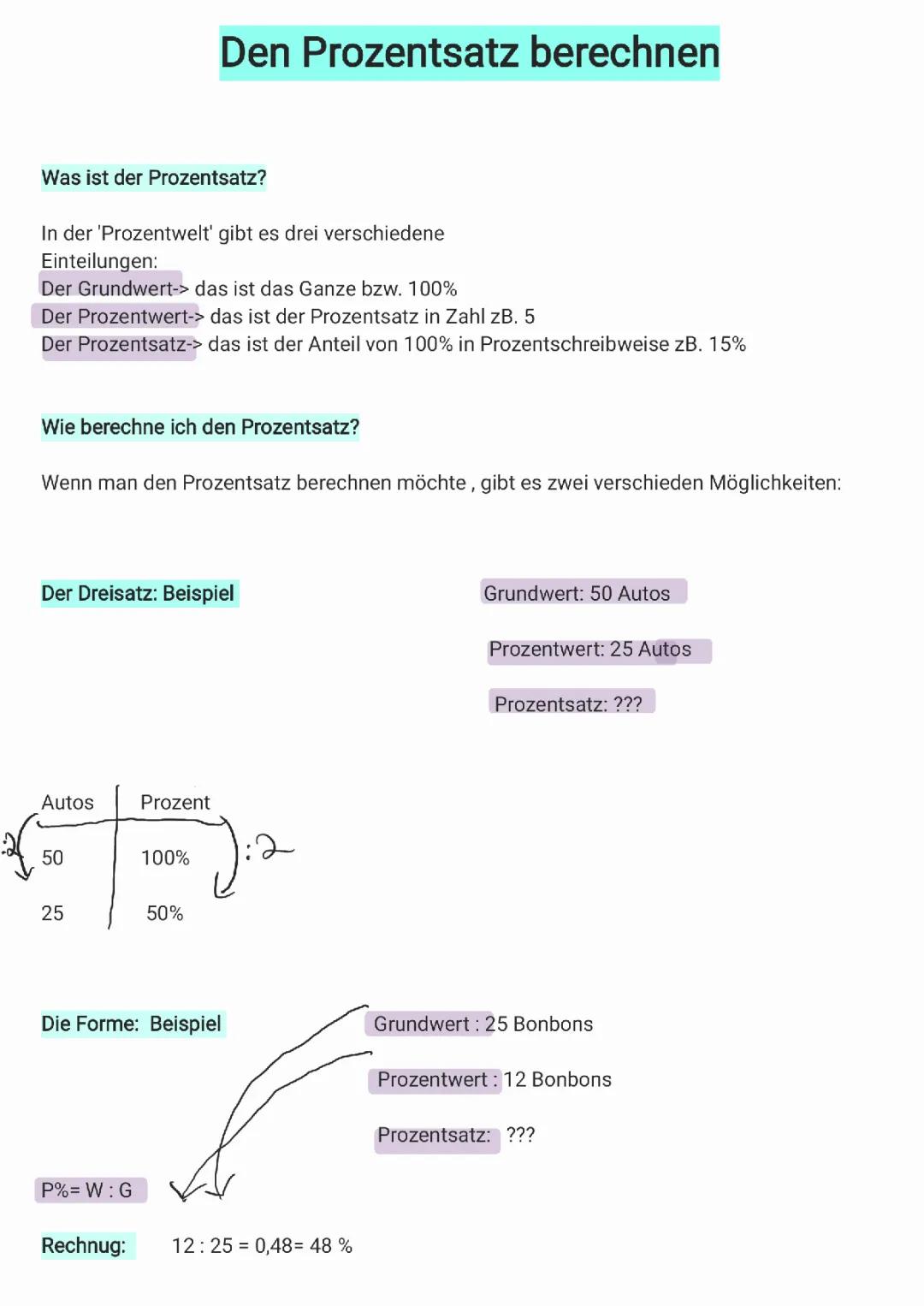 Den Prozentsatz berechnen