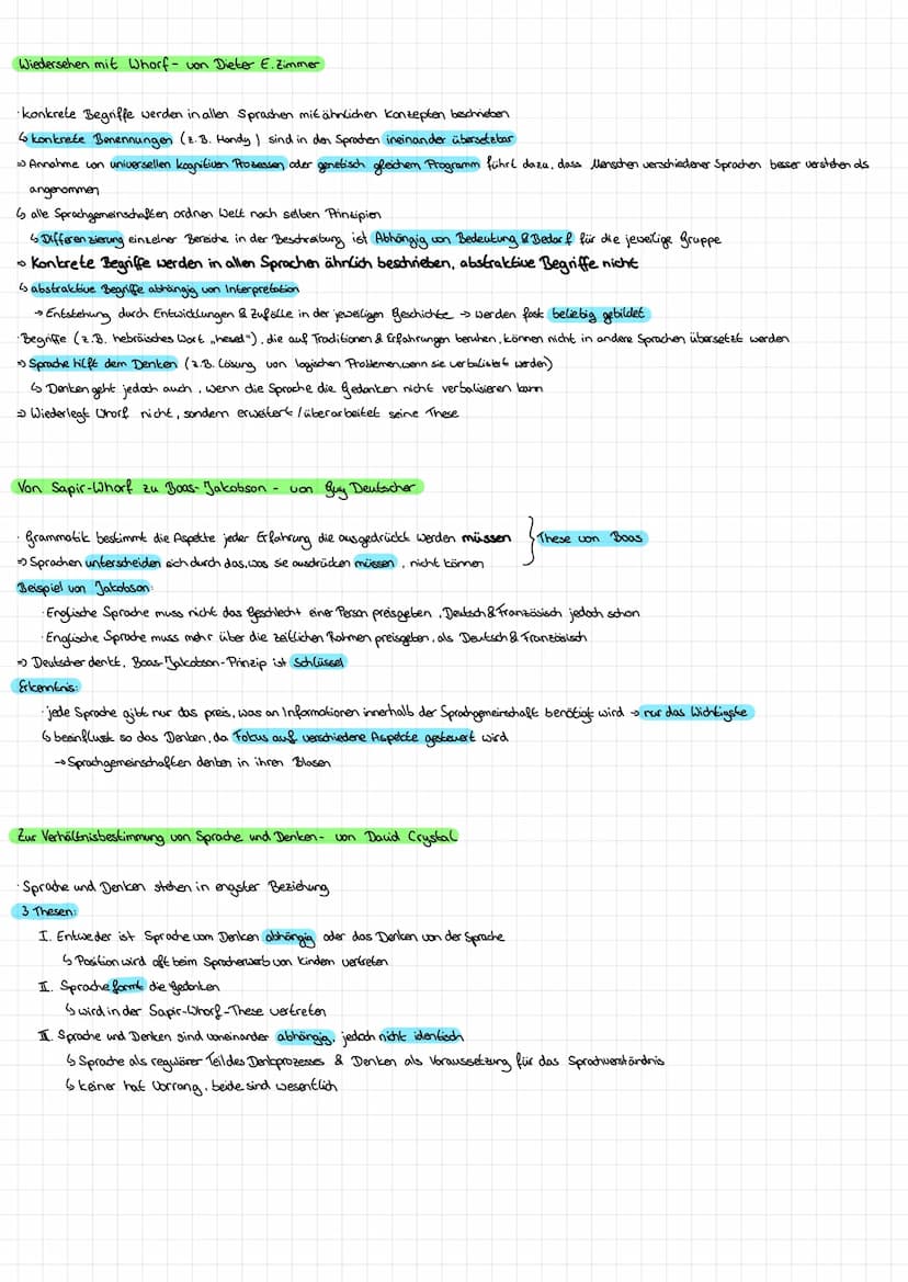 Relativismus - Theorien Sprache-Denken
Das Linguistische Relativitätsprinzip nach Benjamin C. Whorf →→Sapir-Whorf-These
•Sprache kann nur de