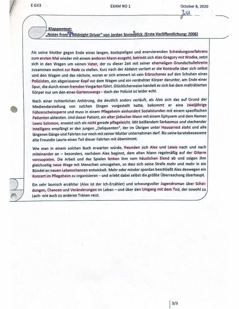1. Inhaltliche Leistung - Teil A
Tellaufgabe 1 (Comprehension)
ENGLISCH S II: Klausuren gemäß KLP GOST
Kriteriales Bewertungsraster für Aufg