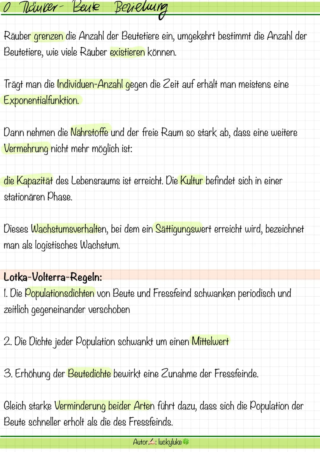0 Tauber- Bente Bezielnuing
Räuber grenzen die Anzahl der Beutetiere ein, umgekehrt bestimmt die Anzahl der
Beutetiere, wie viele Räuber exi