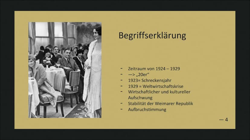 Die Goldenen Zwanziger
Von Liz und Greta
1 Die Goldenen
20er:
Assoziationen
- 2 Inhaltsverzeichnis
Begriffserklärung
Politik/Wirtschaft
Lebe