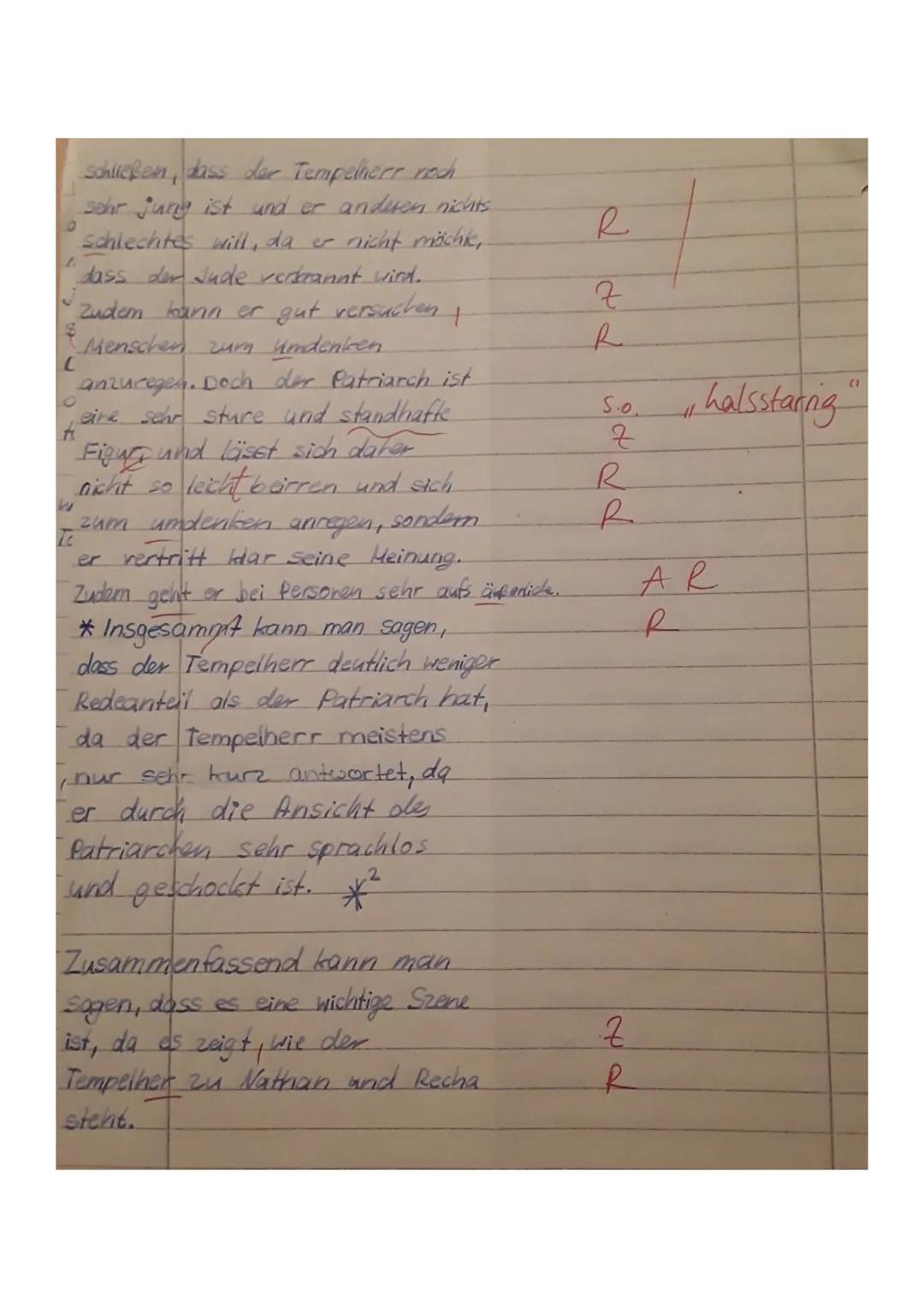 S
S
9
Aufgabenstellung:
1. Analysieren Sie den vorliegenden Auszug aus Gotthold Ephraim
Lessings ,,Nathan der Weise" (V. 2462-2566) mit Blic