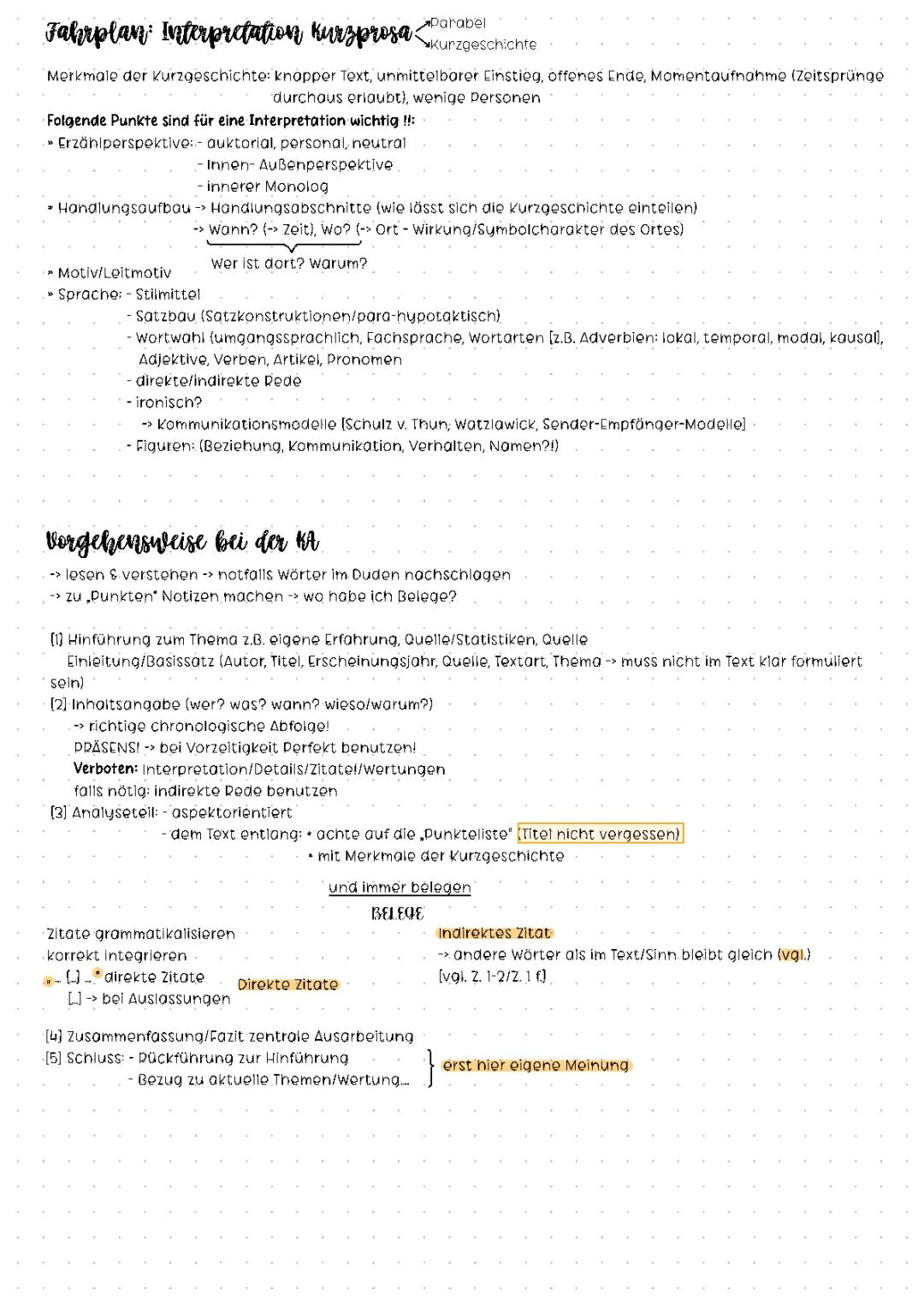 Kurzprosa Interpretation Vorgehensweise