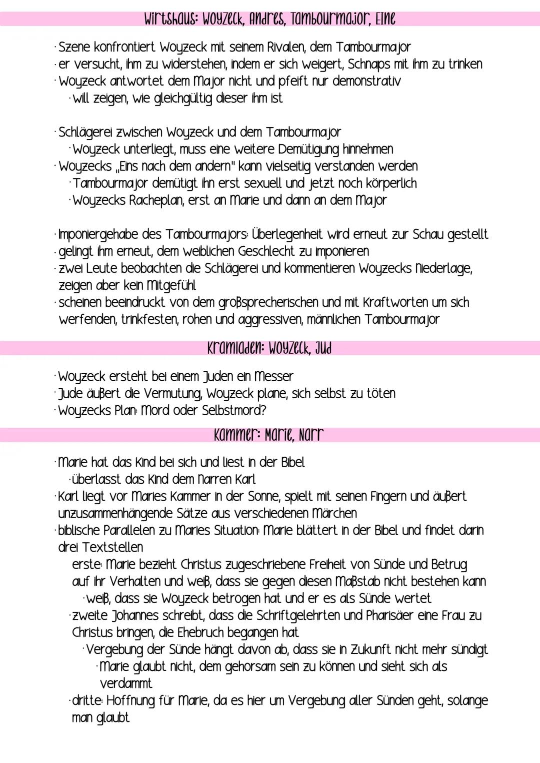 Interpretation der „„Kammerszene“
Einordnung in den Dramenkontext
vorher
· Woyzeck ist mit Marie liiert, sie haben einen unehelichen Sohn
in