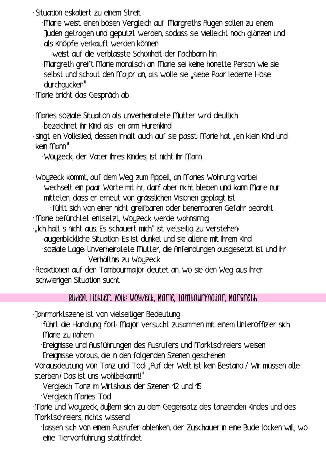 Interpretation der „„Kammerszene“
Einordnung in den Dramenkontext
vorher
· Woyzeck ist mit Marie liiert, sie haben einen unehelichen Sohn
in