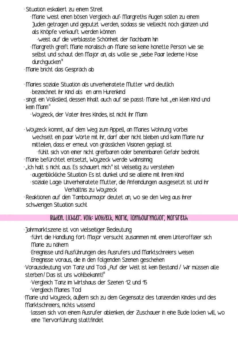 Interpretation der „„Kammerszene“
Einordnung in den Dramenkontext
vorher
· Woyzeck ist mit Marie liiert, sie haben einen unehelichen Sohn
in