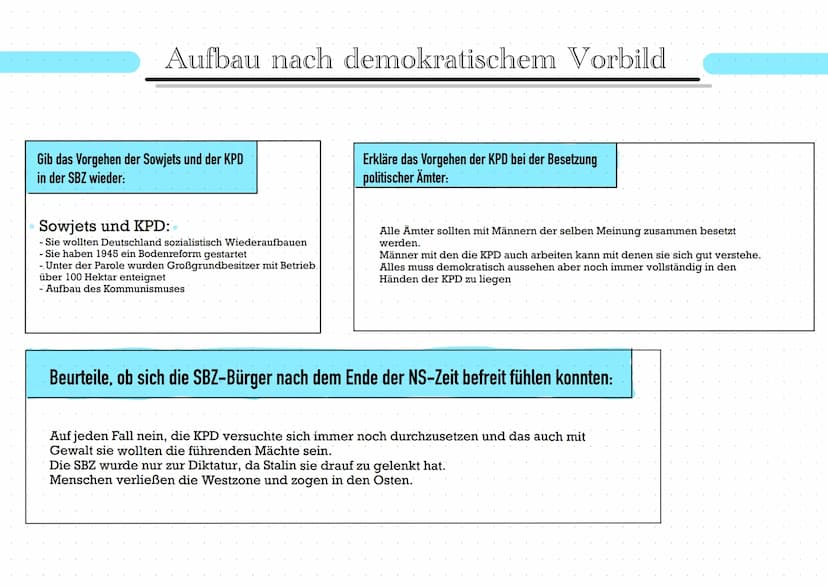 Entnazifizierung
1. Nenne die Bedingungen der Sieger für
Nachkriegsdeutschland
-Das deutsche Volk trägt die verantwortung für das Elend'
nac
