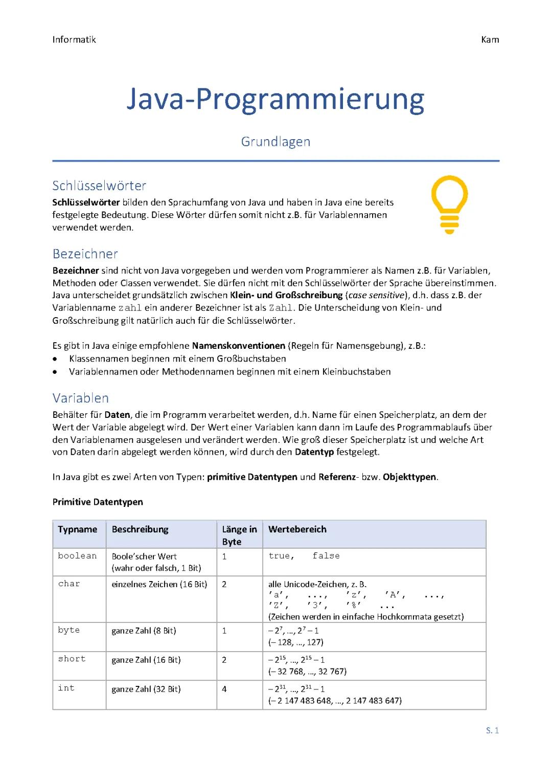 Programmiergrundlagen Java