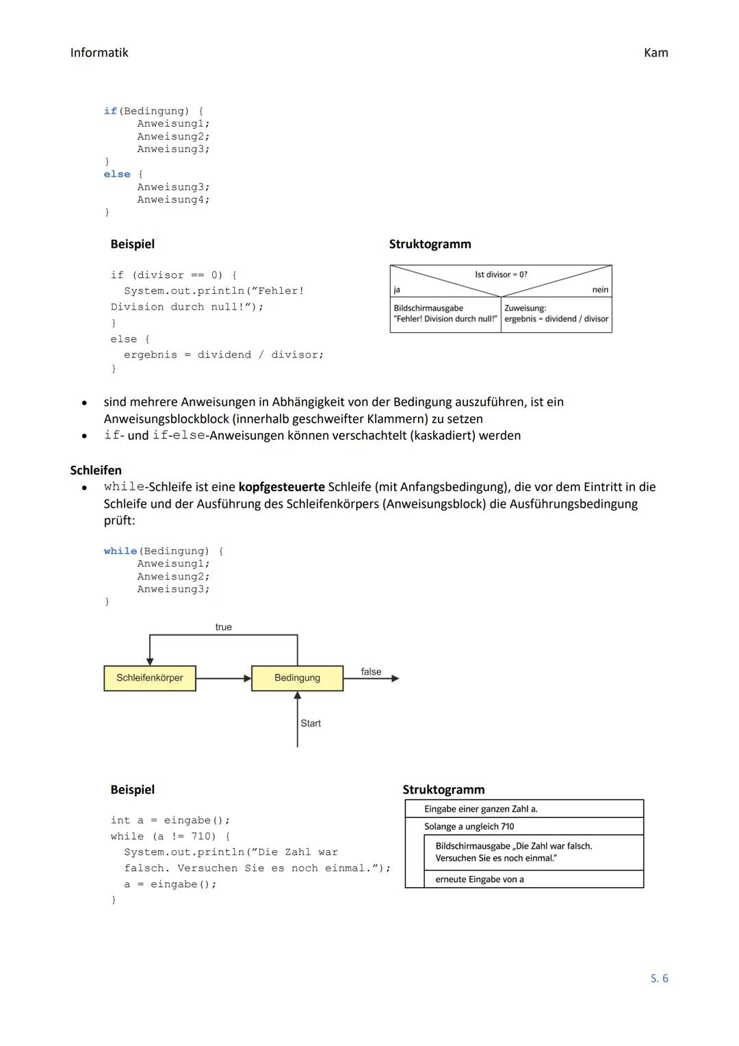 Informatik
Schlüsselwörter
Schlüsselwörter bilden den Sprachumfang von Java und haben in Java eine bereits
festgelegte Bedeutung. Diese Wört