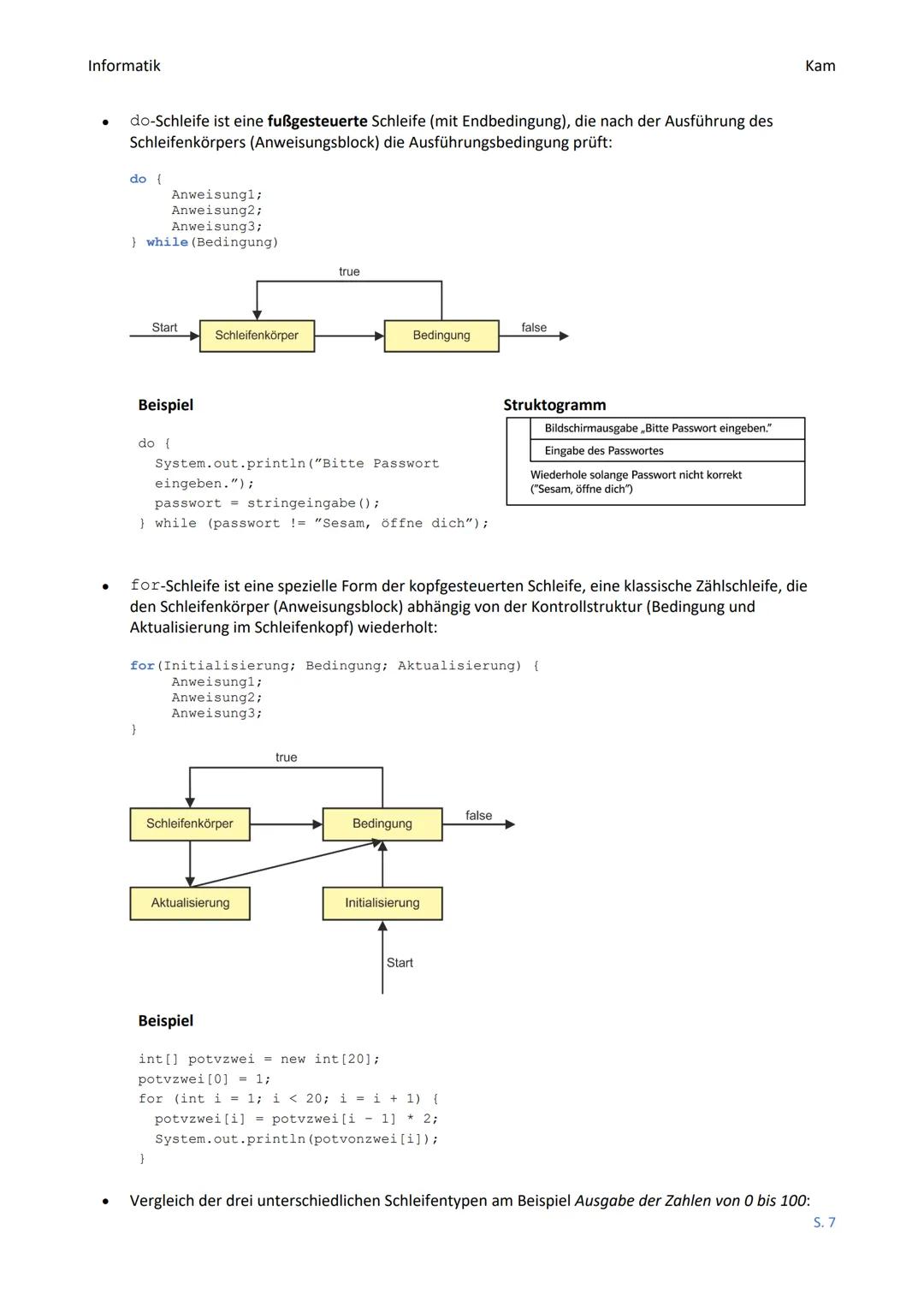Informatik
Schlüsselwörter
Schlüsselwörter bilden den Sprachumfang von Java und haben in Java eine bereits
festgelegte Bedeutung. Diese Wört