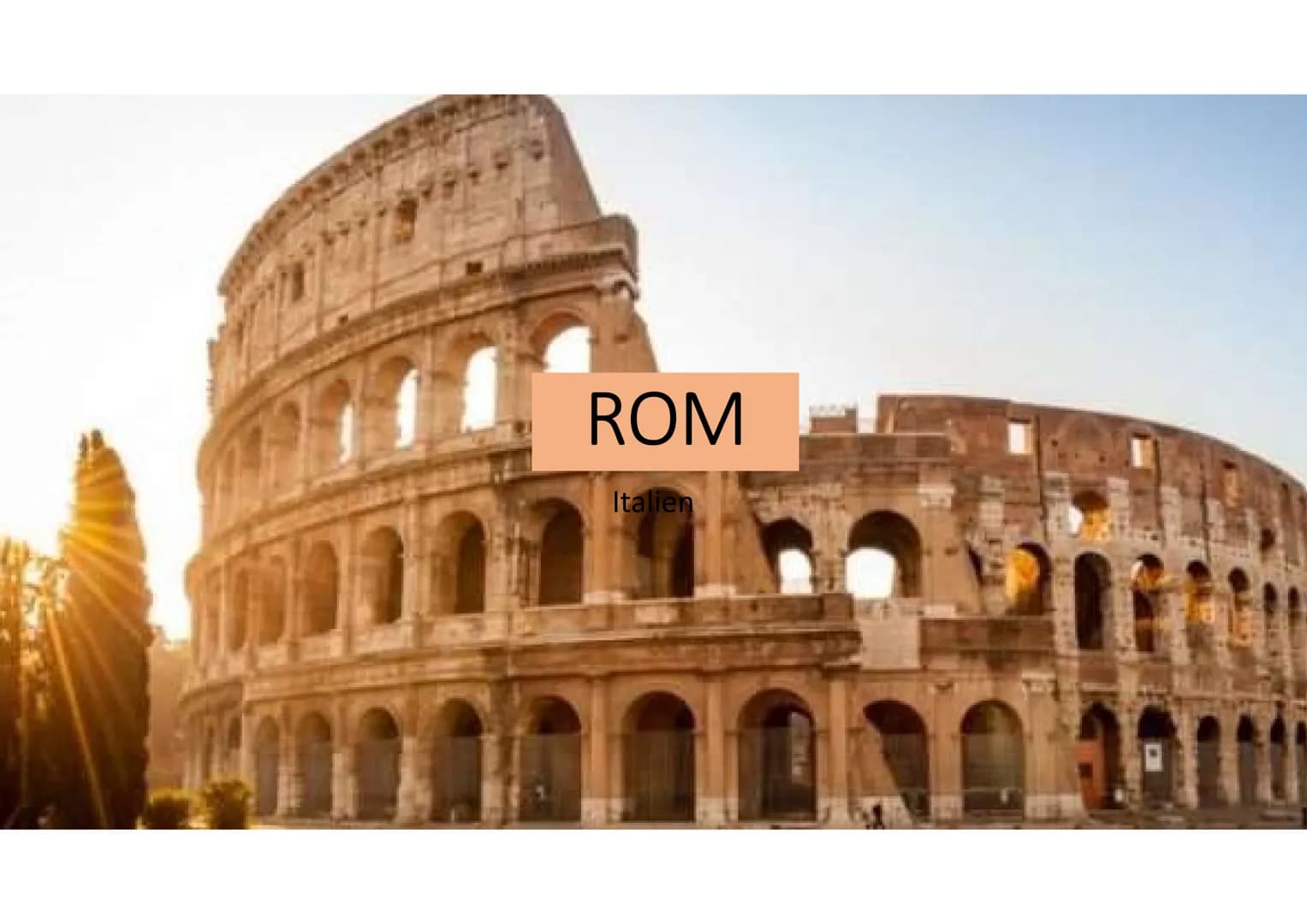 ROM
Italien Das ist Rom:
• Rom, die Hauptstadt Italiens, ist eine kosmopolitische Großstadt, die
fast 3.000 Jahre Kunstgeschichte, Architekt